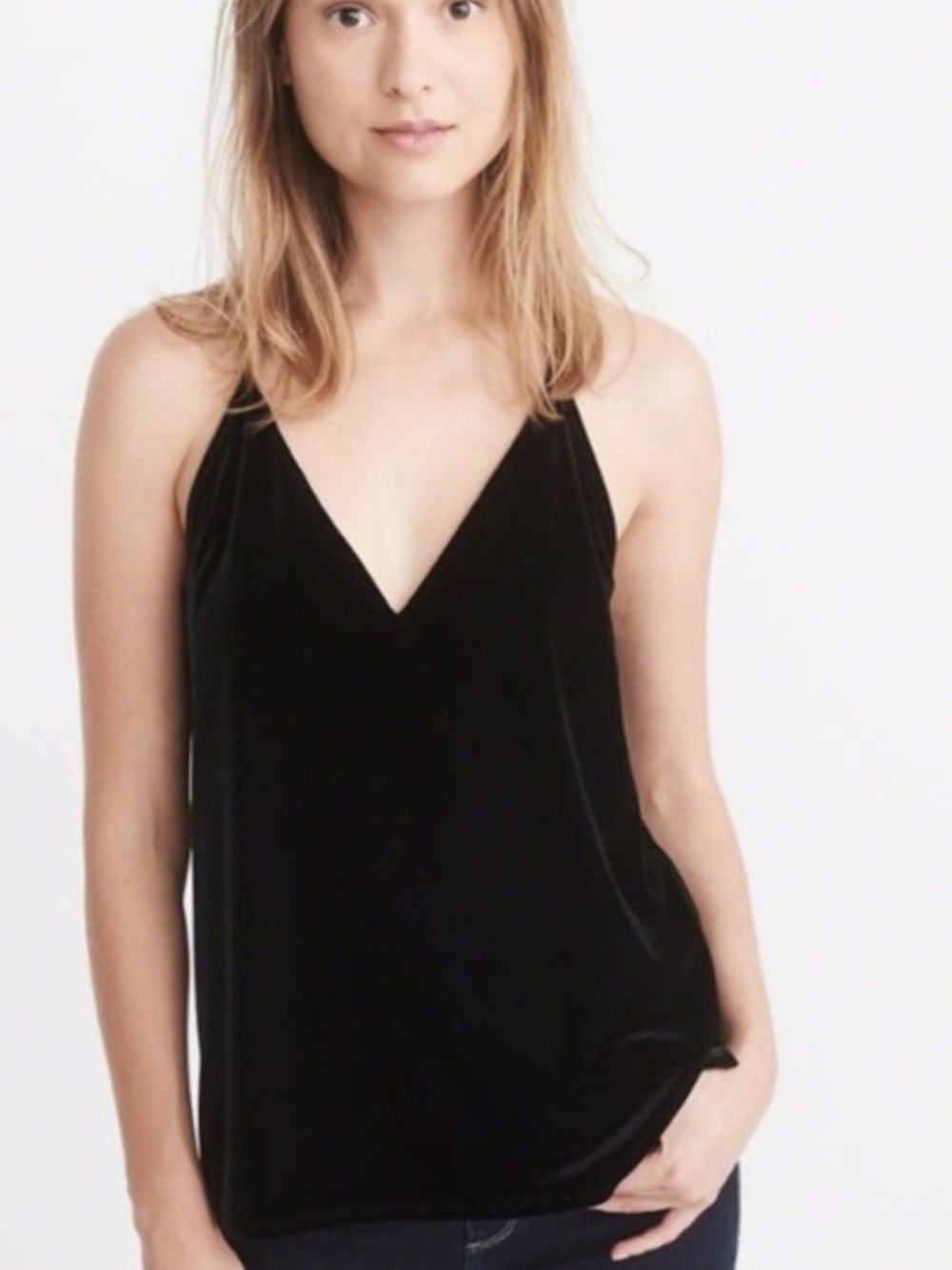 Abercrombie Black Velvet Cami| Deep VNeck | Size XS/S